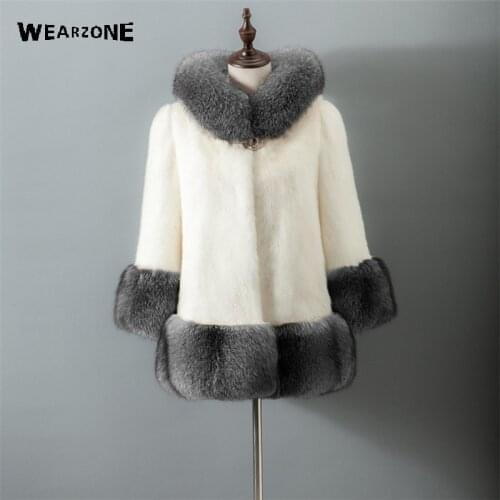 2017 Autumn Winter Women faux fur coat white with fur hat fur jacket luxury women long coat Imitation fur jacket coat Plus Size