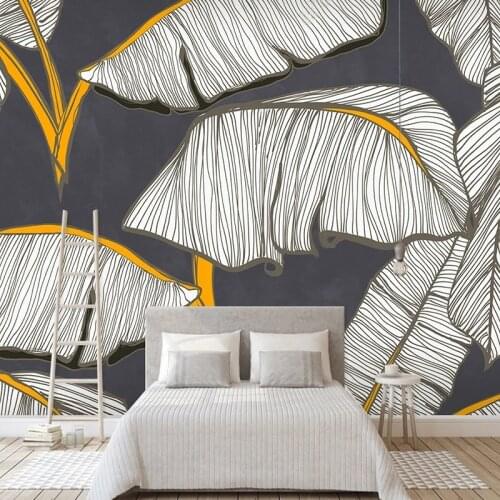 Custom Retro Wall Papers European Style Hand-painted Plant Leaves Decorative Art Photo Mural Living Room Bedroom Wallpaper Papel