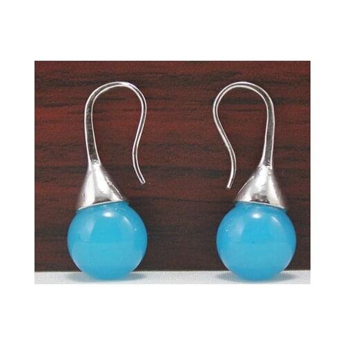 12mm blue Natural Stone hook earrings