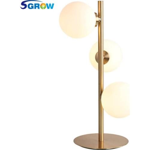 SGROW 3 Glass Balls Table Lamp with G4 Light Source Indoor Lighting Art Glass Stand Desk Lights for Bedroom Study Dinning Room