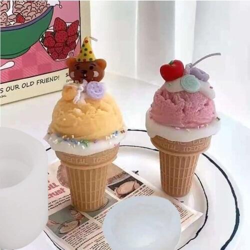 2021 New Ice Cream Crisp Tube Cup Shape Aromatherapy Mold French Pastry Cake Ice Cream Decoration Diy Candle Silicone Mold
