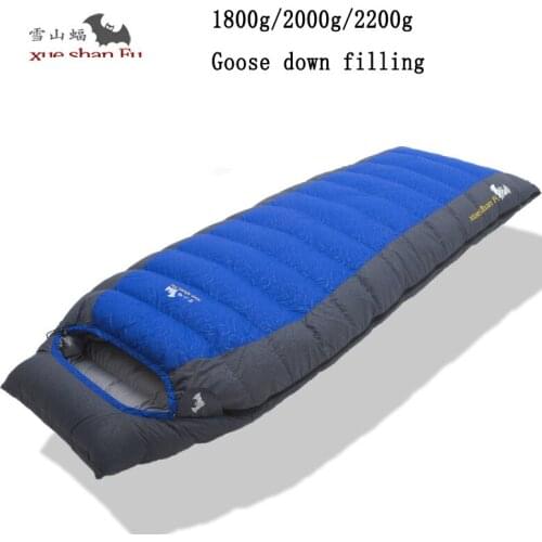 Xueshanfu 1800/2000/2200g White Goose Down Filling Outdoor Camping Comfortable Breathable Sleeping Bag