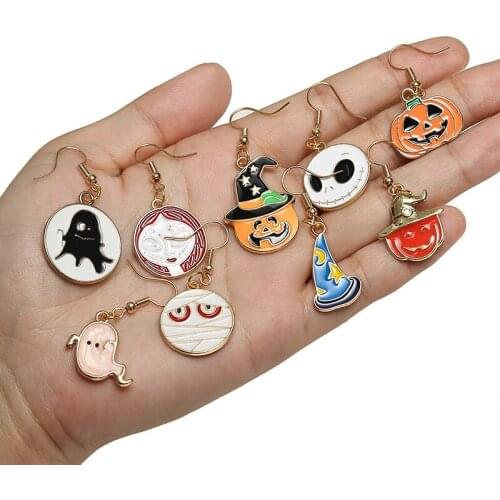 Halloween Drop Earrings For Women Pumpkin Spider Bat Dangle Earrings Halloweens Party Accessories Funny Jewelry Gifts