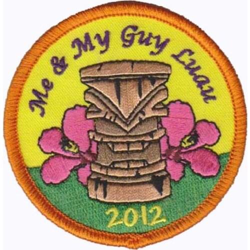 Embroidered Me & My Guy Luau Patch Made by Twill with Merrow Border and PVC Backing Accept Custom and MOQ50pcs Free Shipping