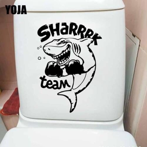 YOJA 16.6X23.2CM Toilet Decal Bedroom Home Decoration Shark Team Fish Boxing Wall Sticker T5-0455