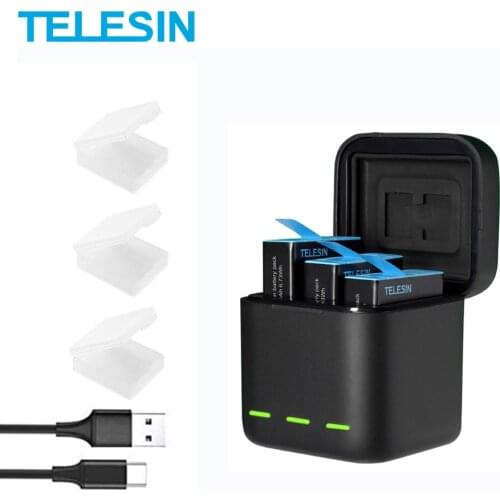 TELESIN Muti-Functional Charger charging box Storage Case SD Card Reader for Canon LPE6 Batteries LP-E6 Battery DSLR battery box