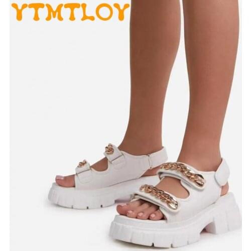 2021 Summer Cross-border New Large Size Womens Shoes 36-43 European And American Fashion Trifle Bottom Velcro Platform Sandals