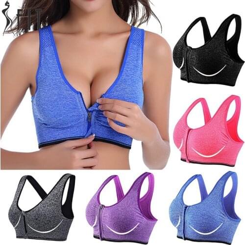 Women Zipper Push Up Sports Bras Vest Underwear Shockproof Breathable Gym Fitness Athletic Running Yoga Bh Sport Tops
