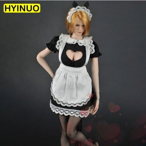 1/6 Scale ZY5016 Women Sexy Love Through the Chest Clothes Sexy Female Maid Outfit Clothing Set F 12" Action Figure Female Body