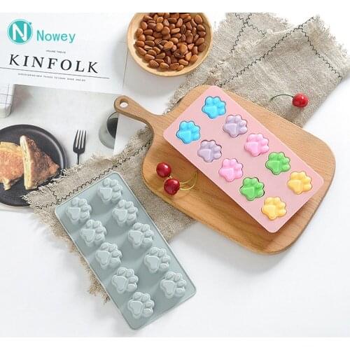 10 Cavity Cat Paw silicone baking mold Cute Fondant Candy Jelly Ice Cake Chocolate Mould DIY Baking Pan Tray Mold kitchen Tools