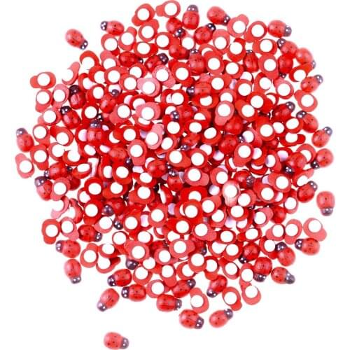 100pcs/Bag Wooden Ladybird Sticker Children Kids Painted Adhesive Back DIY Craft Home Party Decoration Ladybug Wall Decals W