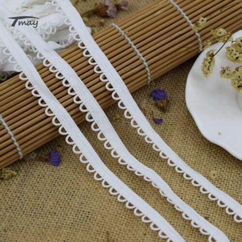 #1566 Cream White Color 8 yards/lot Stretch Elastic Lace Trim Sewing Baby Underwear Pants Garters Fabric Circles Scallops Thick