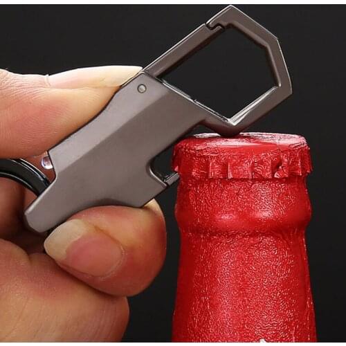 2018 Black Metal Key Chain LED Lighting Men Car Key Ring Multifunctional Tool Key Holder LED Bottle Opener Keychains