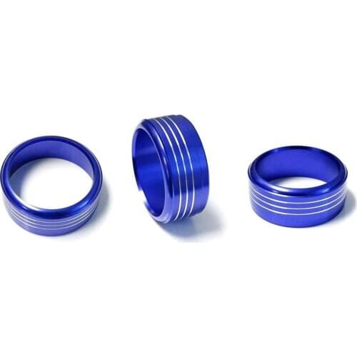 3Pcs Blue AC Climate Control Knob Ring Covers Compatible for Subaru WRX, STI, Impreza, Forester, XV Crosstrek