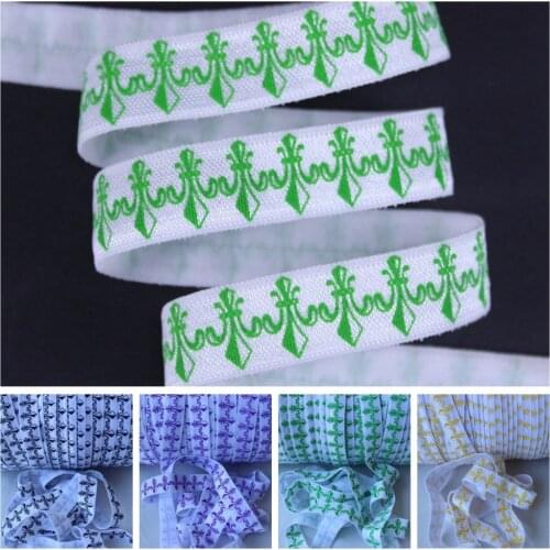 4 Colors Lily flower 5/8 inch ink print Foe elastic 50yards/lot