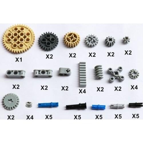 60PCS Bulk Technical Parts DIY Model Building Blocks Bricks Gears Connectors Sets MOC House Accessories Replacements