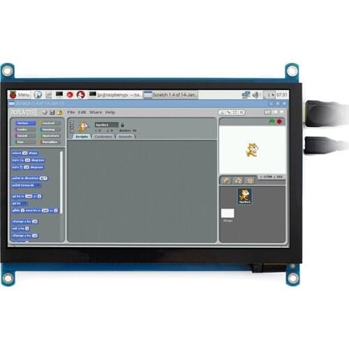 BlueRaven 7 inch HDMI LCD (H) Computer Monitor 1024*600 IPS Capacitive Touch Screen Supports Raspberry Pi Jetson Nano Win10 etc