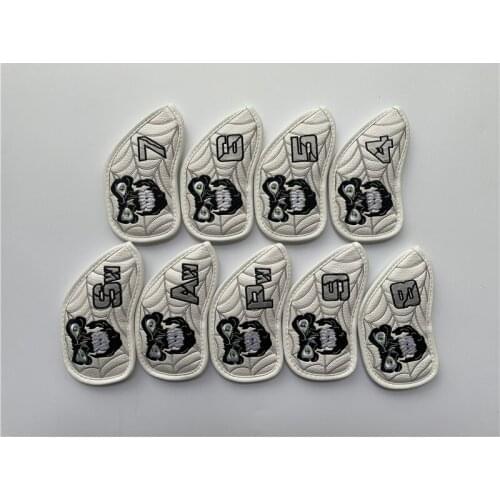 9PCS Skull Golf Head Cover Skull Golf Irons Head Cover 4-9PAS White PU Leather Skull Golf Irons Head Cover Free Shipping
