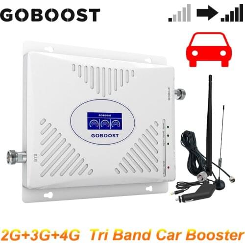 GOBOOST Car Amplifier GSM 2G 3G 4G Cell Phone Signal Booster 850 900 LTE 1800 2600 UMTS 2100 MHz Network Repeater Set