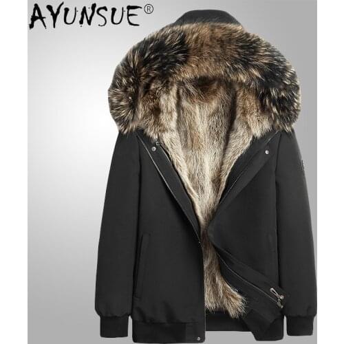 AYUNSUE 2020 Parka Winter Jacket Men Clothing Hooded Clothes Real Raccoon Fur Coat Casual Jackets 2020 Chaquetas Hombre LXR923