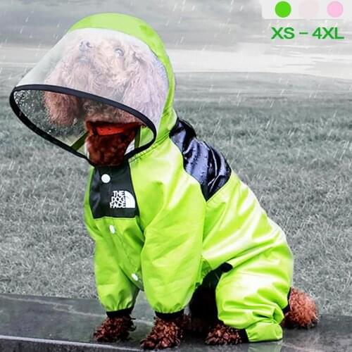 Pet Dog Four-legged Raincoat The Dog Face Pet Clothes Jumpsuit Waterproof Dog Jacket Dogs Water Resistant Clothes for Dogs Pets