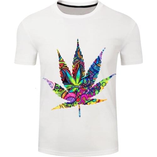 New 2021 3D Colourful Maple Leaf Fashion Kids Boy Girl White T Shirt Summer Casual Men Women Children Short T-Shirt Tops Tees