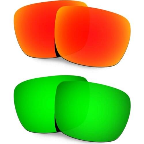 HKUCO For Spy Optic Helm Sunglasses Polarized Replacement Lenses 2 Pairs Red & Green