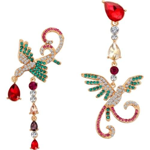 Good Quality NEW 2018 Peacock Jewelry Exaggerated Rhinestone Crystal Long Earring For Women Statement Drop Earrings Gift