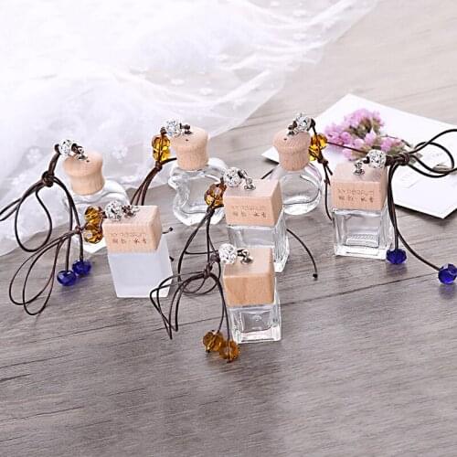 Exquisite Diamond beads Car Pendant Ornaments Perfume Glass Empty Bottle 2PCS/LOT