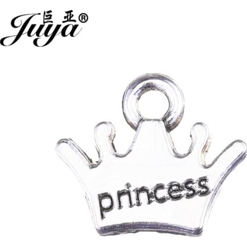JUYA 25pcs/lot 11x13mm Alloy Charms Pendant Princess Crown Shape Jewelry for Nacklace Pendant Bracelet Making Finding AO0632