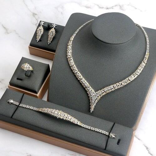 TIRIM Dubai Luxury Elegant Bridal Necklace Set for Women Cubic Zirconia Wedding Jewelry Sets Brides Party jewelry Accessories