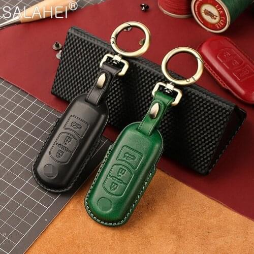 Leather Car Remote Key Case Cover For Mazda 2 3 6 Atenza Axela Demio CX-5 CX5 CX-3 CX7 CX-9 2015 2016 2017 2018 2019 Accessories