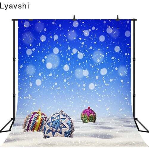 Lyavshi photography backdrop blue snowflake bokeh halo dot winter Christmas background original design vinyl cloth fabric