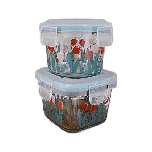 Mini Flowers Portable Peach Gum Food Supplement Sealed Box Sealed Jar Glass Jam Bowls