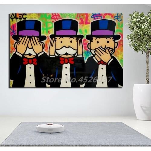 Alec Monopolies See No Evil Hear No Evil Speak No Evil Poster Painting On Canvas Bedroom Wall Art Decoration Pictures Home Decor