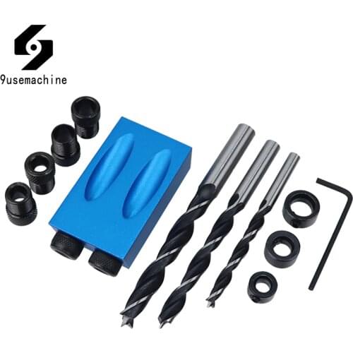 Portable Pocket Hole Jig Set 6/8/10mm Drill Bit Bushings Replace Drill Guide Wood Hole Locator Jig For DIY Carpentry Tools