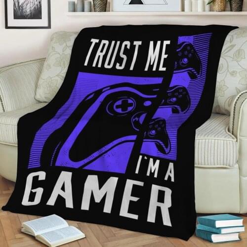 Trust Me I am a Gamer Throw Blanket Print on Sherpa Blankets Soft for Sofa Customized DIY Plush Thin Quilt