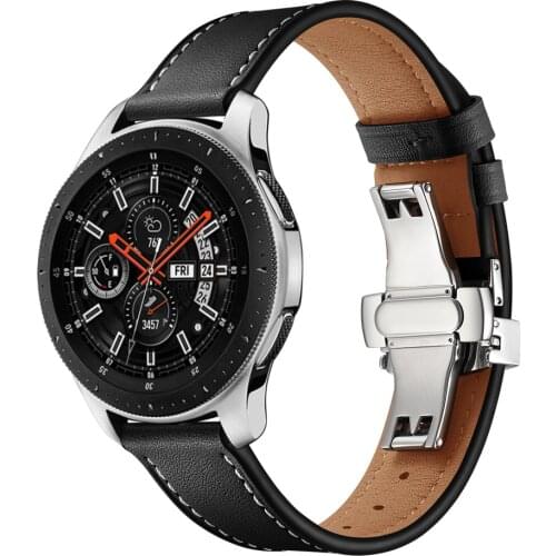 Genuine Leather Watchbands For Samsung Galaxy Watch 3 45mm 41mm Active 2 44mm 40mm Strap For Gear S3 Band Huawei Watch GT 2
