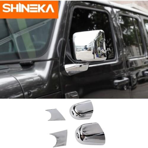 SHINEKA Mirror & Covers ABS Car Rear Mirror Base Decoration Cover Stickers For Jeep Wrangler JL 2018+ Car Styling Accessories