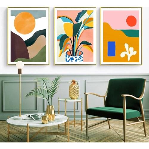 Modern Multicolored Abstract Geometric Wall Art Canvas Painting Picture Sun Posters and Prints Gallery Kids Kitchen Home Decor