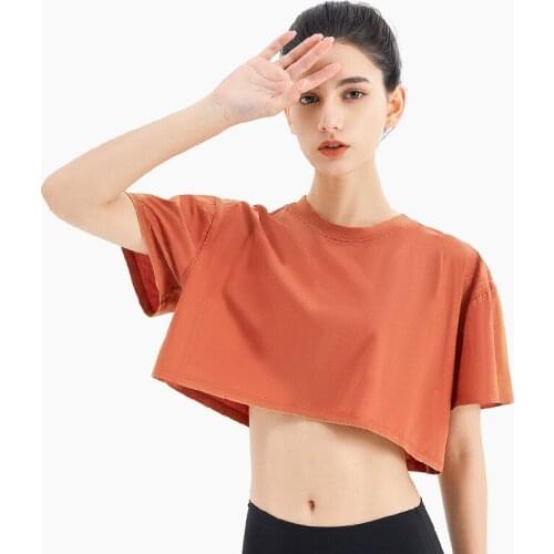 Loose Yoga Shirt Half-cut T shirt Women Gym Shirt Quick Dry Running Sports Shirts Gym Top Womens Fitness Shirt Sports Top Yoga