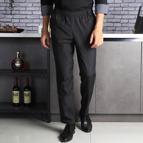 Food service Hotel restaurant staff uniform for men new fashion breathable loose black chef pants waiter pants
