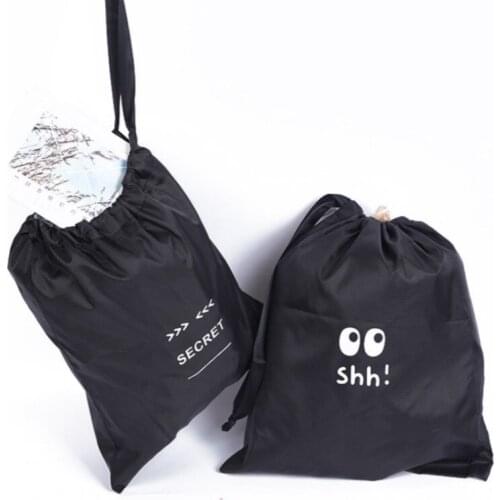 Shh Secret Funny Drawstring Bag Portable Travel Pouch Suitcase Shoes Underwear Organizer Clothes Packing Bag Travel Storage Bag