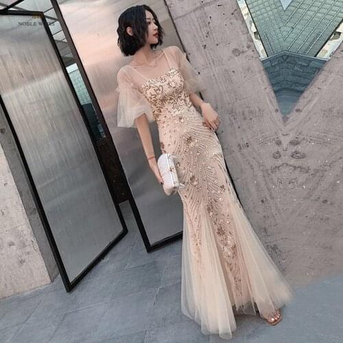 Dresses Woman Party Night Floor-Length Evening Dresses Mermaid Sequined Prom Dresses