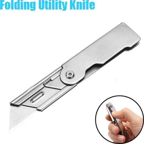 1pc 3 inch Folding Utility Cutter Stainless Steel Pape Quick Change Mechanism Blade Cutting Knives Parts