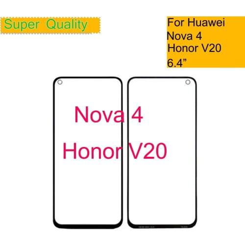 10Pcs/Lot For Huawei Honor View 20 V20 Touch Screen Panel Front Outer Glass For Nova 4 LCD Glass Lens With OCA Glue Replacement