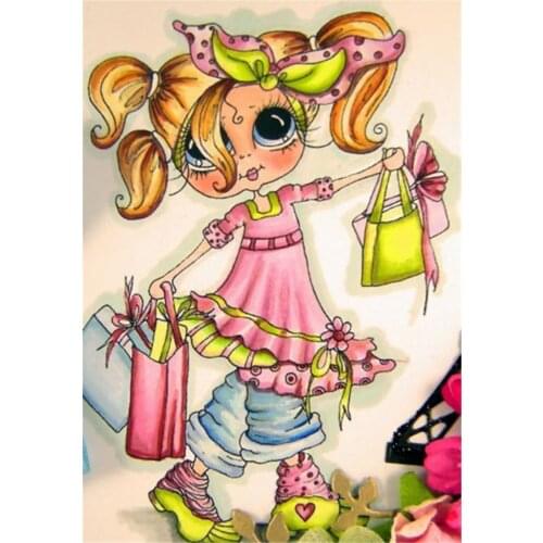 10x6 Girl goes shopping TBig ice cream ransparent Clear Stamps Silicone Seals for DIY scrapbooking photo album Card Making