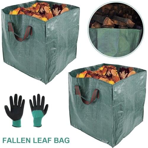 2Pcs Garden Waste Bags Reusable Yard Leaf Bag Gardening Lawn Pool Waste Collector Heavy Duty Refuse Sacks with Handles