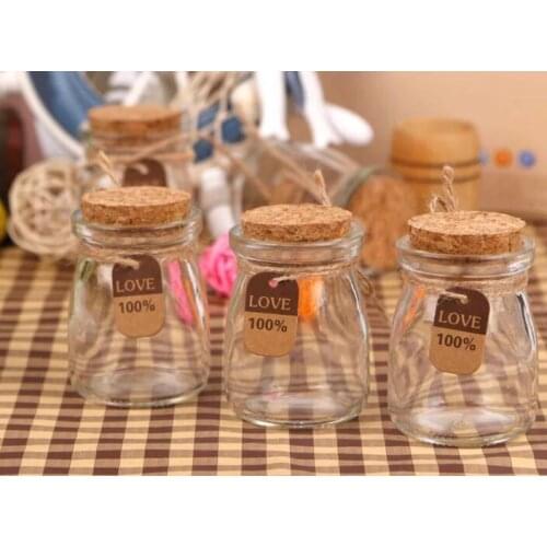 5pcs/lot 5.2*7.4cm Mini Glass Vials Jars In Vitro Bottles Container With Corks Stopper Glass Transparent Mason Jars Bottle Decor
