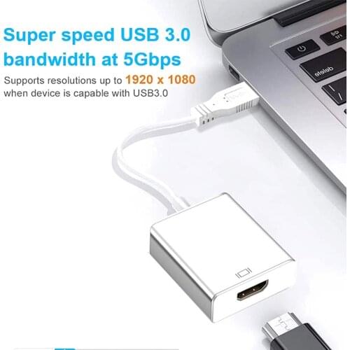 HD 1080P USB 3.0 To HDMI-Compatible Adapter External Graphics Card Audio Video Converter Cable Support Windows XP Vista Win7/8